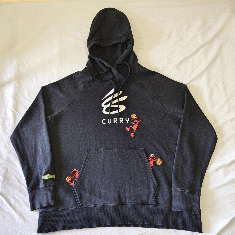 Under Armour Curry Brand Sesame Street Elmo Hoodie Men XL Black Basketball